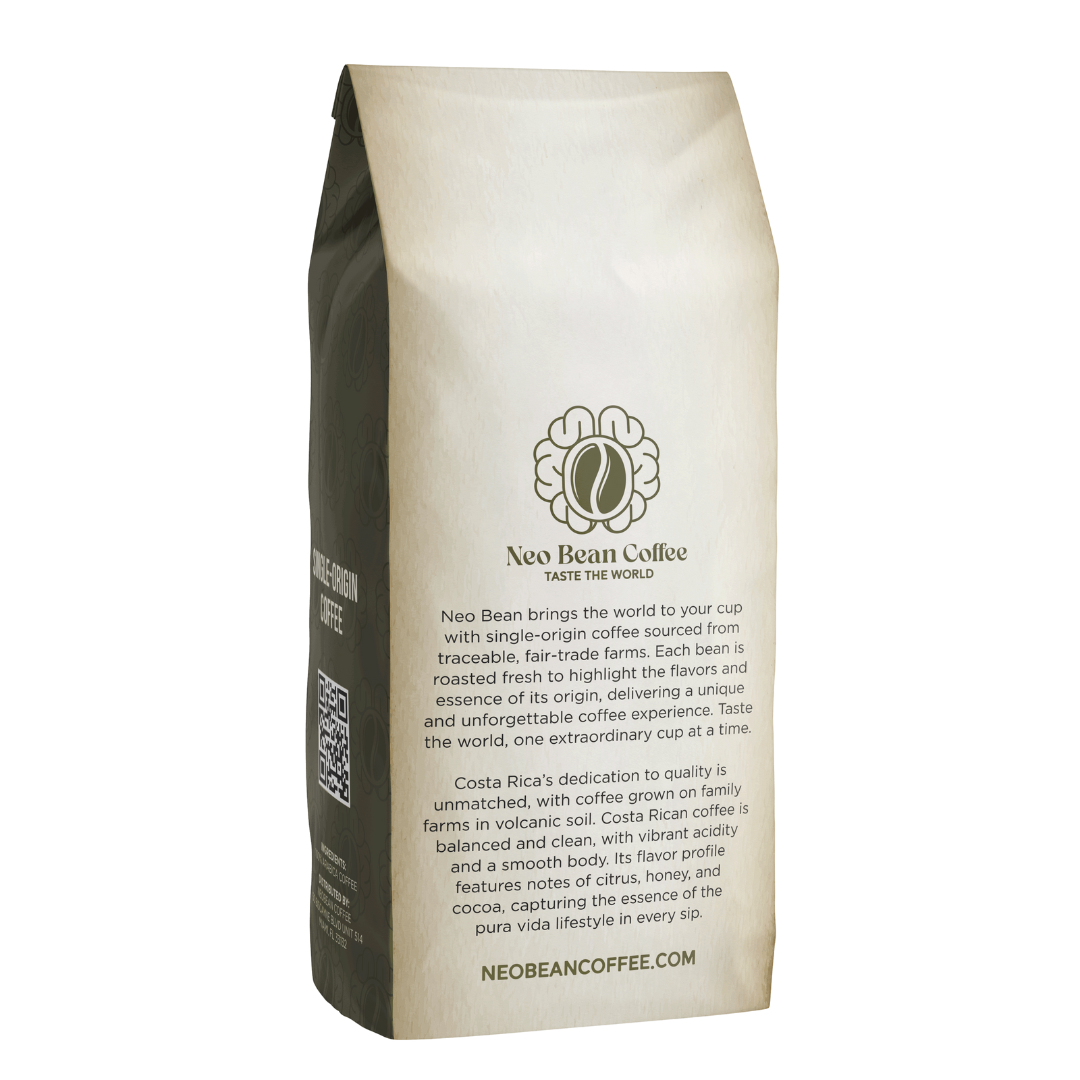 Neo Bean Coffee Costa Rica blend with premium specialty coffee grown in volcanic soil, capturing the essence of pura vida in every sip