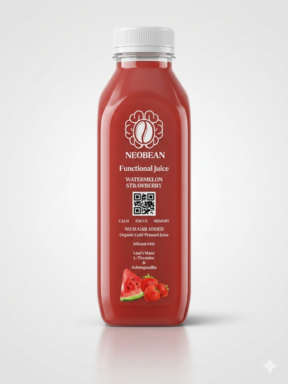 Neobean FLO Organic Cold-Pressed Juice with Lionsmane, L-Theanine & Ashwagandha - MIAMI ONLY 100% Fruit Juice