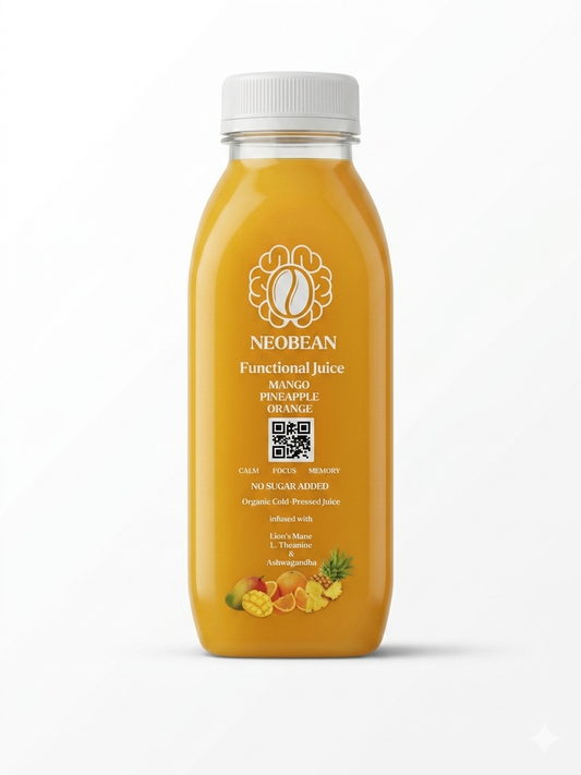 Neobean FLO Organic Cold-Pressed Juice with Lionsmane, L-Theanine & Ashwagandha - MIAMI ONLY 100% Fruit Juice
