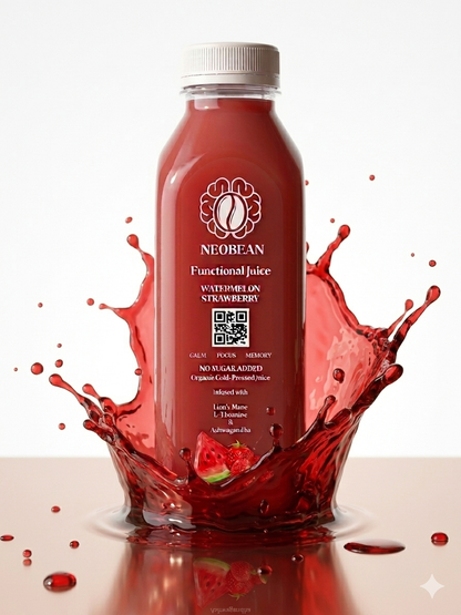Neobean FLO Organic Cold-Pressed Juice with Lionsmane, L-Theanine & Ashwagandha - MIAMI ONLY 100% Fruit Juice