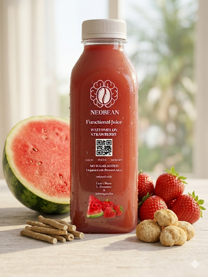 Neobean FLO Organic Cold-Pressed Juice with Lionsmane, L-Theanine & Ashwagandha - MIAMI ONLY 100% Fruit Juice