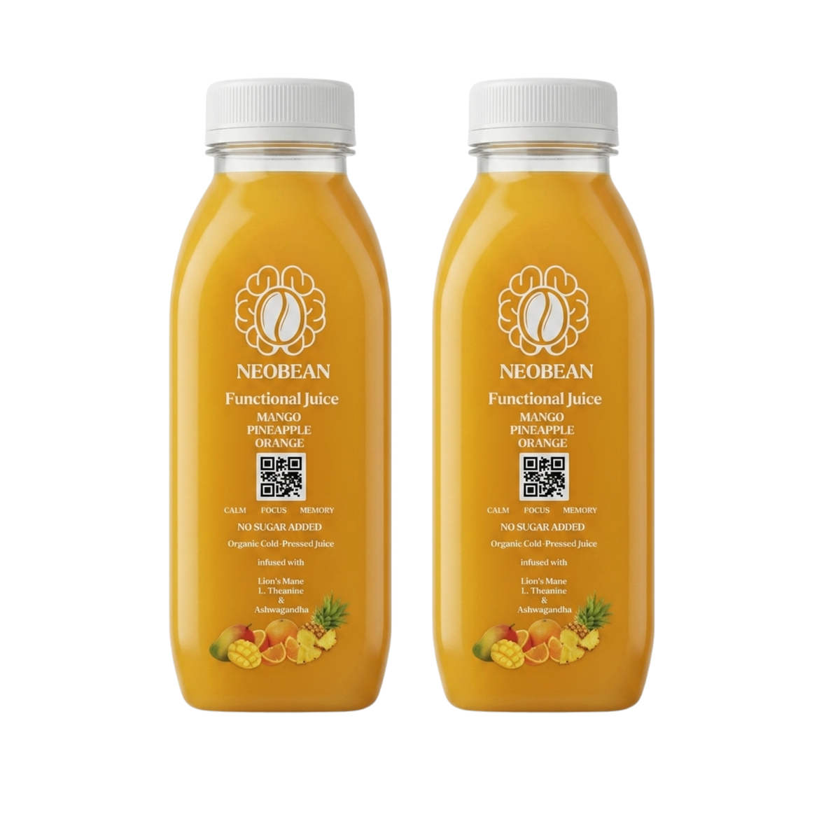 Neobean FLO Organic Cold-Pressed Juice with Lionsmane, L-Theanine & Ashwagandha - MIAMI ONLY 100% Fruit Juice