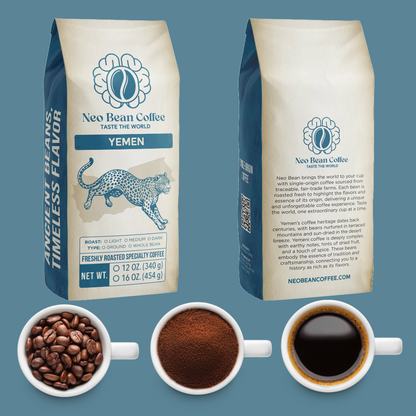 Dark roast Yemen beans in bag, freshly roasted for bold flavor.