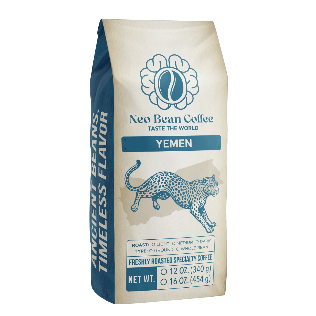 Bag of freshly roasted specialty coffee from Yemen Single-origin coffee beans 