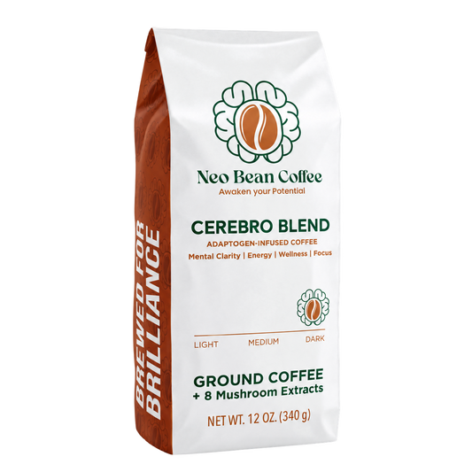 Neobean Cerebro Blend mushroom coffee bag, front view