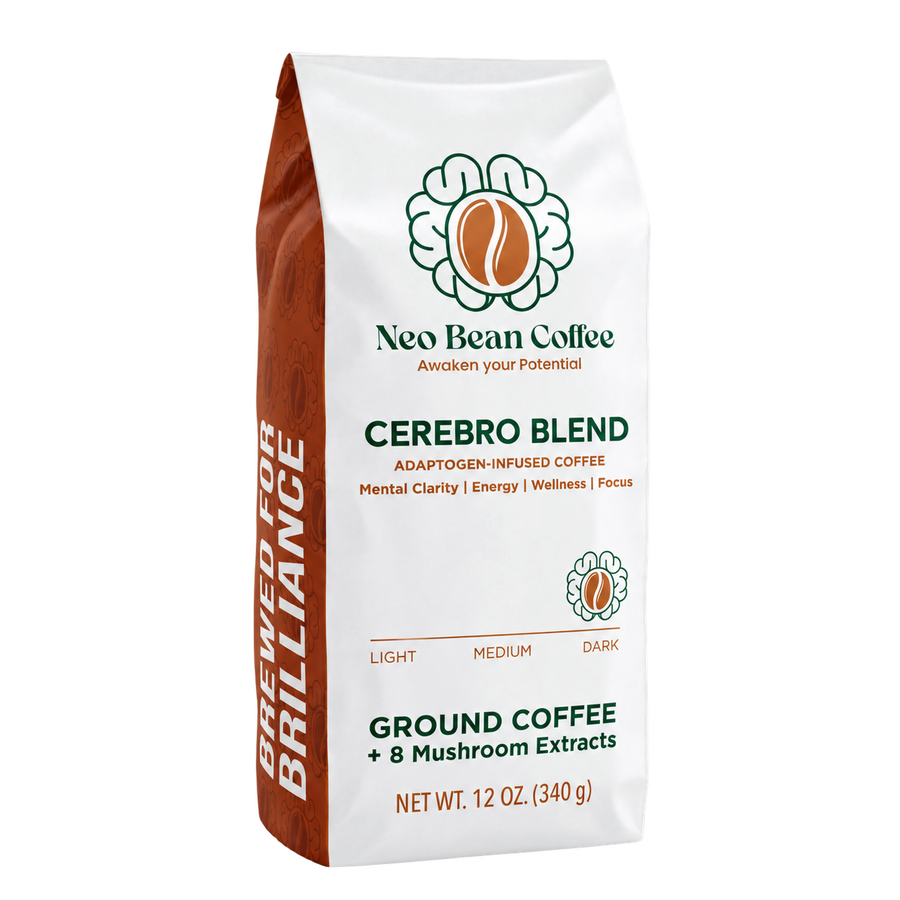 Neobean Cerebro Blend mushroom coffee bag, front view